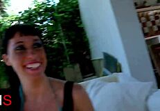 horny girl with big tits gets fucked hard. she squirts outdoors.