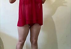 Strip Tease for Boyfriend While Husband is at Work, Featuring Oiled Body and Toys