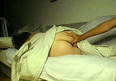 Stepson crawls under blanket