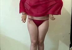 Strip Tease for Boyfriend While Husband is at Work, Featuring Oiled Body and Toys