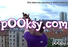 Sexy Amateur Redhead With Gloves Fucked In Blue Lingerie And Cumshot