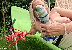 Mega dildo stretches prolapse pussy