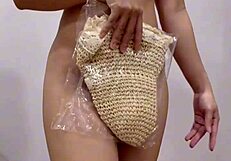 unboxing the unbox me product in bedroom