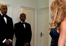 slutty milf stacey saran gets fucked by two big cocks in latex and heels