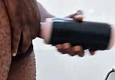 My girlfriend wasn't around, so I decided to HELP MYSELF in the bathroom with huge toys.