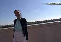 Lovely 19-year-old Justine tries first anal casting!