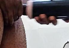 My girlfriend wasn't around, so I decided to HELP MYSELF in the bathroom with huge toys.