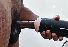 My girlfriend wasn't around, so I decided to HELP MYSELF in the bathroom with huge toys.