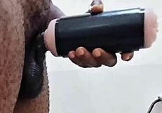 My girlfriend wasn't around, so I decided to HELP MYSELF in the bathroom with huge toys.