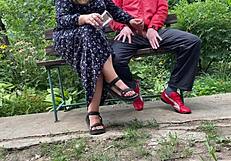 Curvy mother-in-law outdoor fun