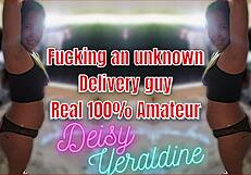 spied on seducing the delivery man in underwear, tempting him to fuck while cuckold husband records hidden