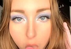 Watch the dildo sucking turn into pussy play