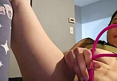 Emy angel teases her petite pussy in live web chat
