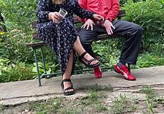 Curvy mother-in-law outdoor fun