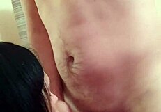 Mature girlfriend gives deep throat blowjob and swallows cum