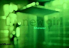 elegant hot brunette took a shower after the interview