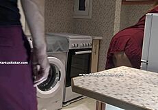 Stupid Maid Gets Stuck In Washing Machine While Spying