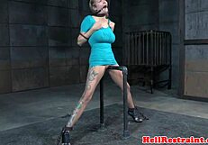 Breastbondage Sub Restrained On Sex Machine