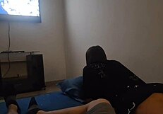 Stepsister Sucks Cock While Watching Movie At Home