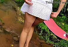 i stood up in doggystyle position and lifted my dress to reveal no panties