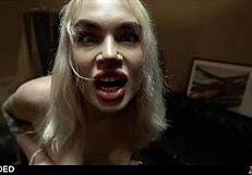 A blonde girl possessed by a demon undergoes pussy exorcism with a voodoo doll and squirts the evil away