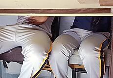 Forbidden passion hot student teases under table