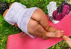 i stood up in doggystyle position and lifted my dress to reveal no panties