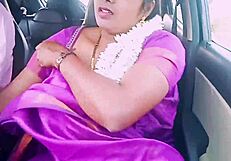 Indian beautiful saree housewife fucks car driver with dirty talks