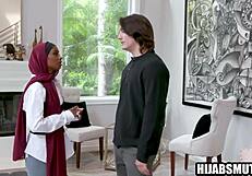 ebony muslim teen 18+ loses virginity to american guy with monster cock 😍