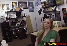lovely girl gets blackmailed into blowjob at the pawnshop
