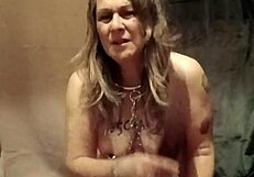 french housewife self-bonds with belt for humiliating solo submission