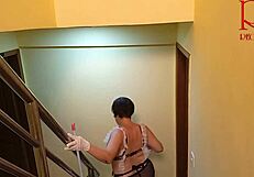 Hey, Watch This Depraved Maid Regina Noir Show Off Her Pussy While Cleaning The Stairs?