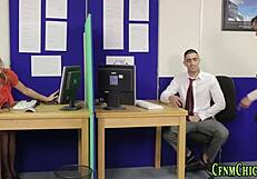 clothed babe jerks loser