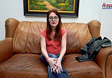 horny nerdy ginger dezi rae gets finger fucked and deepthroats a hard cock