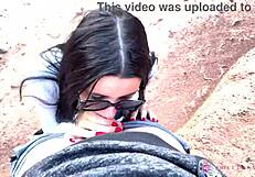 Feeling Thrilled, She Reveals Her Face With Glasses For A Deep Blowjob In The Beautiful Canyon