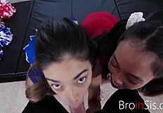 Step Sisters Cheer-Lead and Win Cock - Aria Skye and Harmony Wonder