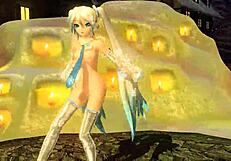 Hatsune miku's full nude snowman project diva mod exposes big tits and ass!