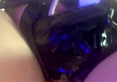 Goth Slut In Fishnets Dripping Red Cums With Toy!