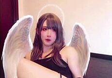 angel with crotch masturbates while streaming suggestively