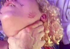 Goth Slut In Fishnets Dripping Red Cums With Toy!