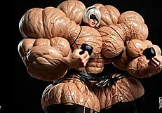 2b transforms into a muscular giantess in pump factory fmg ai animation