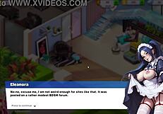 Maid servant with big tits gets horny in the game.