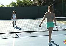 Swimming In The Pool Gets Two Lesbian Friends Turned On So They Bang Hard Outdoors