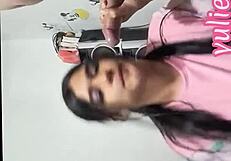 horny stepmother seduces her stepson and swallows all his cum in real homemade