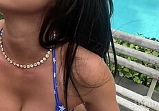 Risky backyard fun with well-endowed friend.