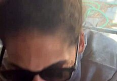 Ebony Step-Sister Gives Blowjob By Window, Gets Facial While Boyfriend Searches