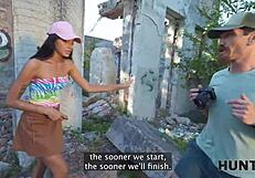 Hunt4k Slutty Brunette Enjoys Passionate Anal Fuck with Stranger Outdoors, Cuckold Watching