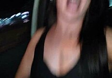 Amateur brunette doggystyled in cinema reopening