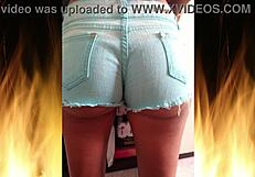 skinny brunette with hot ass flashes in homemade setting