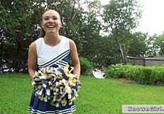 busty cheerleader flashing boobs outdoor